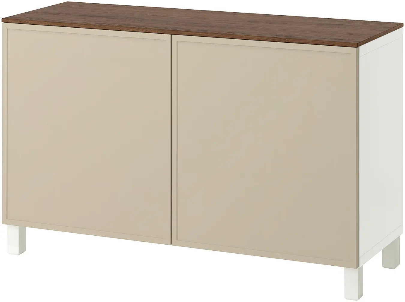 Tumba Ikea Besta/Krukmakare cu usi 120x42x75 (Bej/Alb/Aspect Nuc) - 2