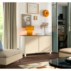 Тумба Ikea Besta/Krukmakare с дверцами 120x42x75 (Бежевый/Белый/Под Орех)