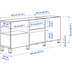 Tumba Ikea Besta/Krukmakare cu sertare 180x42x74 (Bej/Alb/Aspect Nuc) Thumb