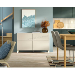 Тумба Ikea Besta/Krukmakare/Stubbarp дверцы/ящики 120x42x74 (Бежевый/Белый)