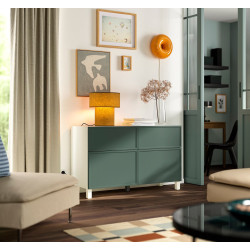 Tumba Ikea Besta/Krukmakare/Stubbarp usi/sertare 120x42x74 (Gri-Verde Inchis/Alb) Thumb