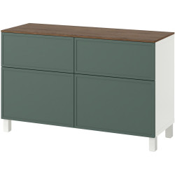 Tumba Ikea Besta/Krukmakare/Stubbarp usi/sertare 120x42x75 (Gri-Verde Inchis/Alb/Aspect Nuc) Thumb