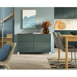 Tumba Ikea Besta/Krukmakare/Stubbarp usi/sertare 120x42x75 (Gri-Verde Inchis/Alb/Aspect Nuc)