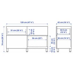 Тумба Ikea Besta/Lappviken/Stubbarp дверцы/ящики/нажимные направляющие 120x42x74 (Белый) Thumb