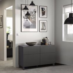 Tumba Ikea Besta/Lappviken/Stubbarp usi/sertare/deschidere apasare 120x42x74 (Gri Inchis)