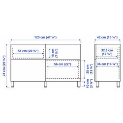 Tumba Ikea Besta/Lappviken/Stubbarp usi/sertare/deschidere apasare 120x42x74 (Gri Inchis) Thumb