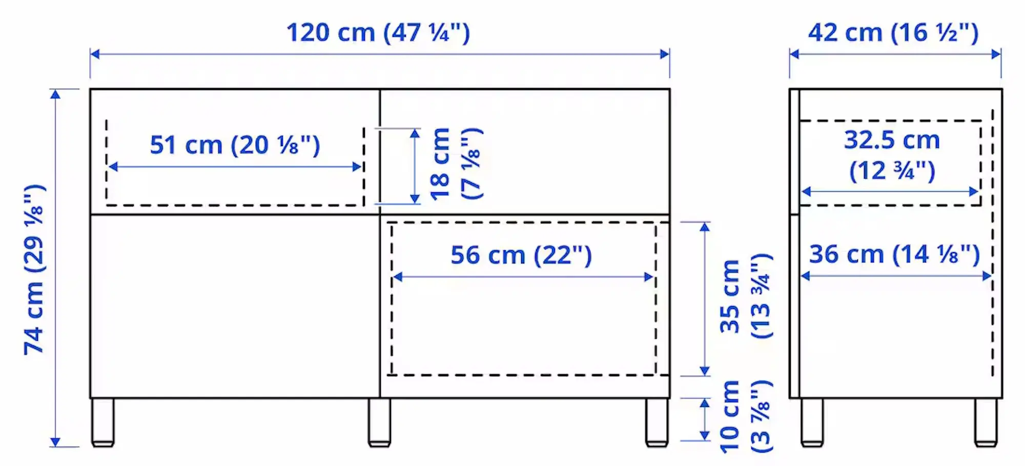 Tumba Ikea Besta/Lappviken/Stubbarp usi/sertare/deschidere apasare 120x42x74 (Gri Inchis) - 5