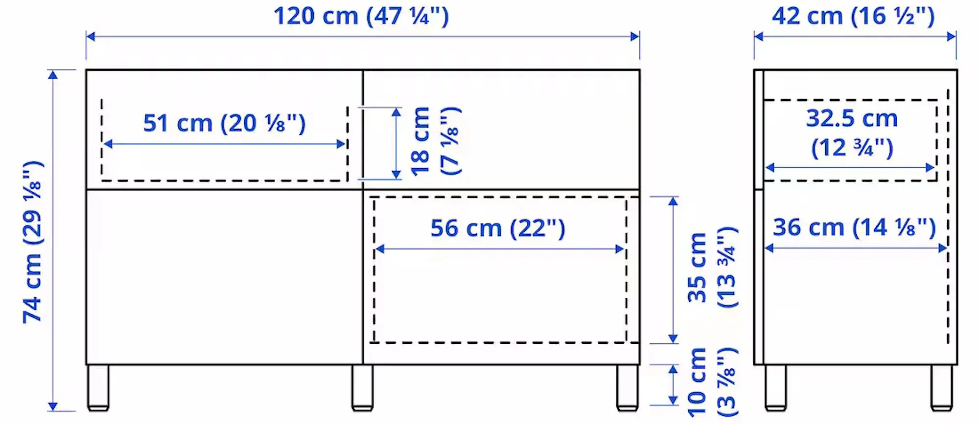 Tumba Ikea Besta/Lappviken/Stubbarp usi/sertare/sina sertar inchidere lina 120x42x74 (Alb) - 7