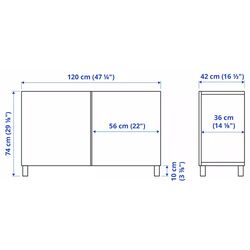 Тумба Ikea Besta/Lappviken/Stubbarp с дверцами 120x42x74 (Белый) Thumb