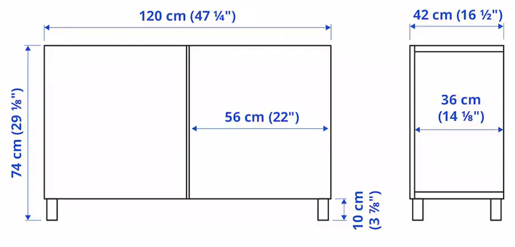 Тумба Ikea Besta/Lappviken/Stubbarp с дверцами 120x42x74 (Темно-Серый) - 5