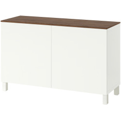 Тумба Ikea Besta/Lappviken/Stubbarp с дверцами 120x42x75 (Белый/Под Орех) Thumb