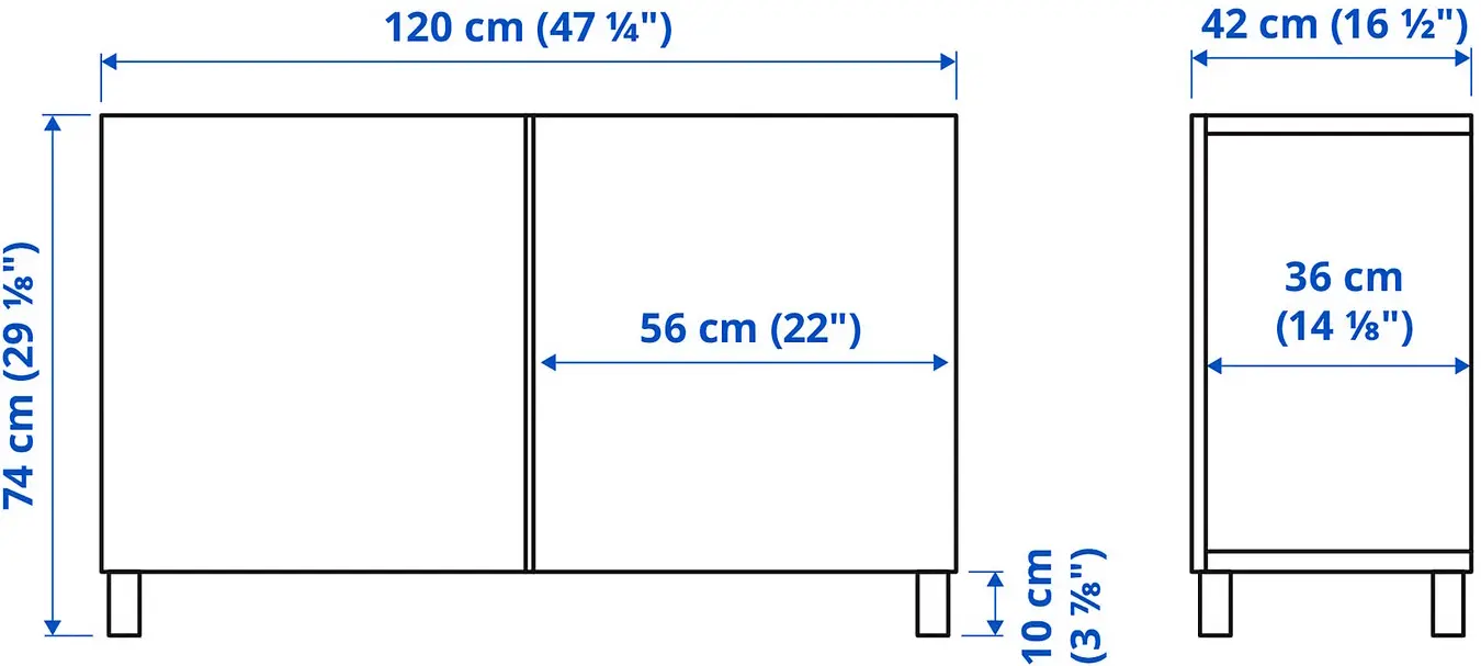 Тумба Ikea Besta/Lappviken/Stubbarp с дверцами 120x42x75 (Белый/Под Орех) - 3