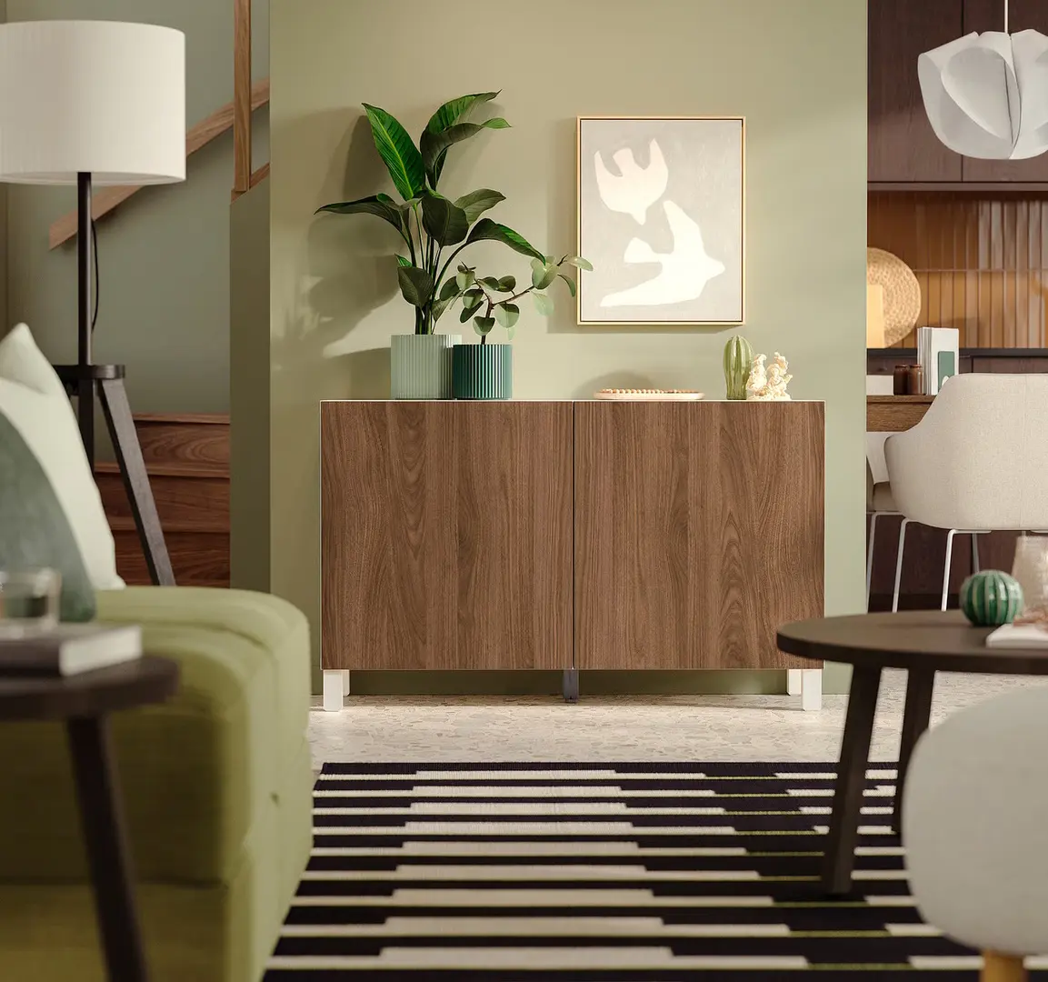 Tumba Ikea Besta/Lappviken/Stubbarp cu usi 120x42x75 (Aspect Nuc/Alb)