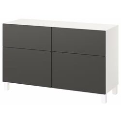 Tumba Ikea Besta/Lappviken/Stubbarp cu usi/sertare/deschidere apasare 120x42x74 (Alb/Gri Inchis) Thumb