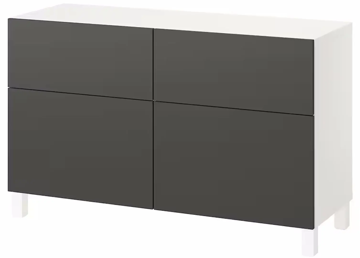 Tumba Ikea Besta/Lappviken/Stubbarp cu usi/sertare/deschidere apasare 120x42x74 (Alb/Gri Inchis) - 2