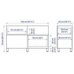 Tumba Ikea Besta/Lappviken/Stubbarp cu usi/sertare/deschidere apasare 120x42x74 (Alb/Gri Inchis) Thumb
