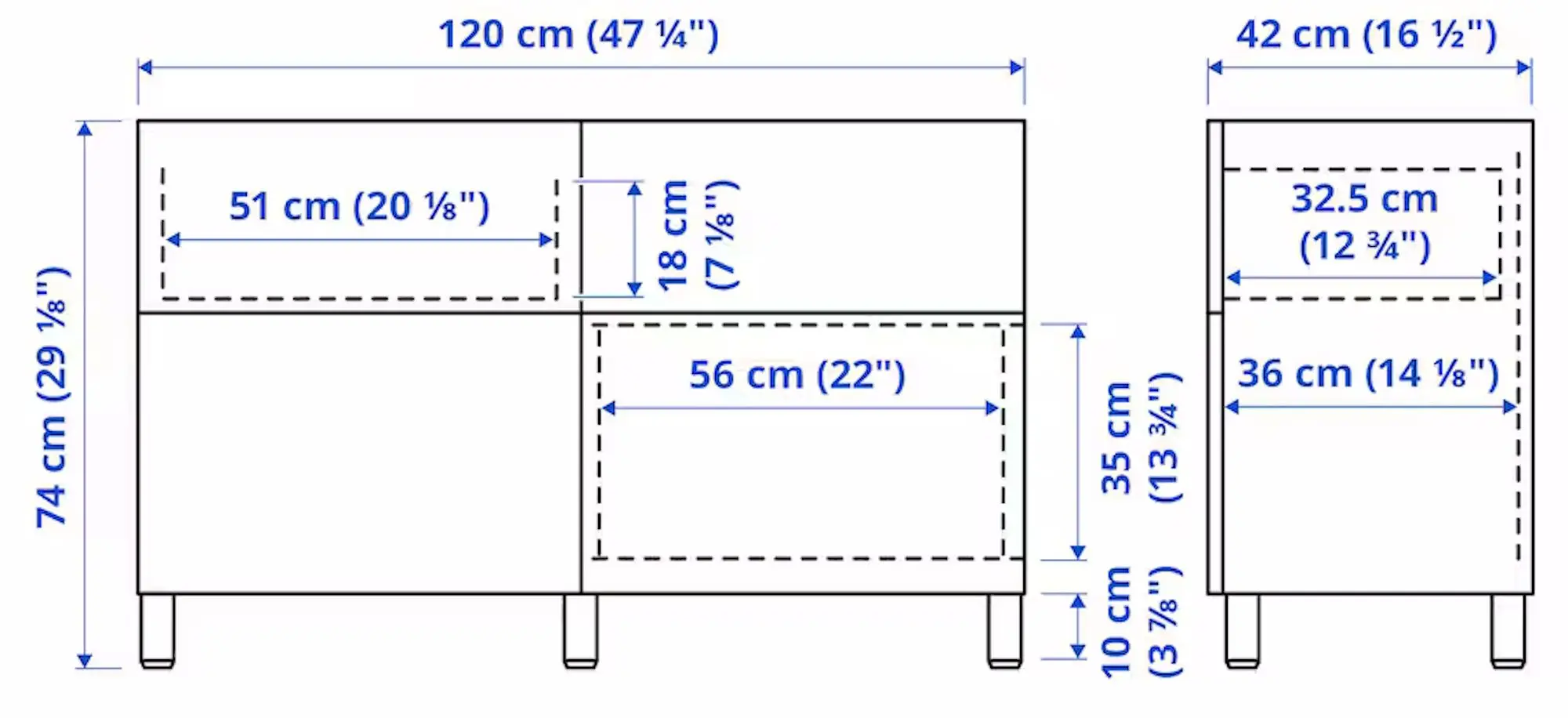 Tumba Ikea Besta/Lappviken/Stubbarp cu usi/sertare/deschidere apasare 120x42x74 (Alb/Gri Inchis) - 5