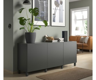 Тумба Ikea Besta/Lappviken/Stubbarp плавно-закрывающиеся петли 180x42x74 (Темно-серый)