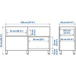Tumba Ikea Besta/Lappviken/Stubbarp sina sertar cu inchidere lina 120x42x74 (Aspect stejar antichizat) Thumb