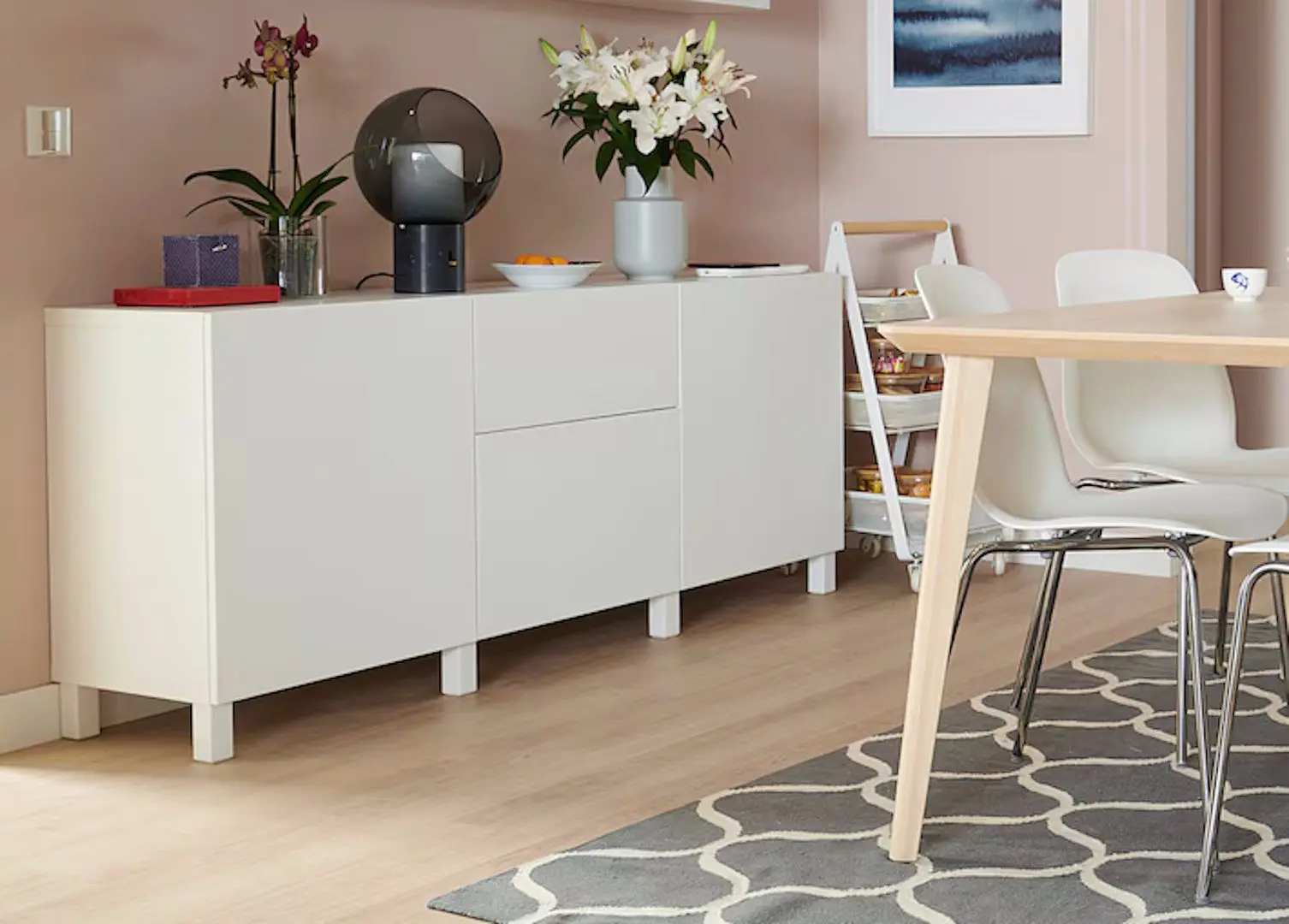 Tumba Ikea Besta/Lappviken/Stubbarp sertare/deschidere apasare 180x42x74 (Alb)