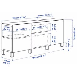 Тумба Ikea Besta/Lappviken/Stubbarp ящики/нажимные направляющие 180x42x74 (Темно-Серый) Thumb
