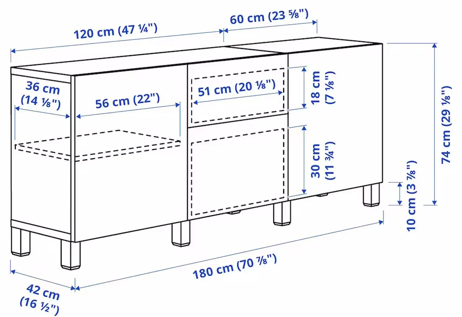 Tumba Ikea Besta/Lappviken/Stubbarp sertare/sina sertar inchidere lina 180x42x74 (Alb) - 7