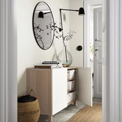 Tumba Ikea Besta/Laxviken/Stubbarp cu usi 120x42x74 (Aspect Stejar Antichizat/Alb) Thumb