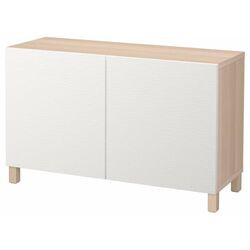 Tumba Ikea Besta/Laxviken/Stubbarp cu usi 120x42x74 (Aspect Stejar Antichizat/Alb) Thumb