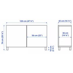 Tumba Ikea Besta/Laxviken/Stubbarp cu usi 120x42x74 (Aspect Stejar Antichizat/Alb) Thumb