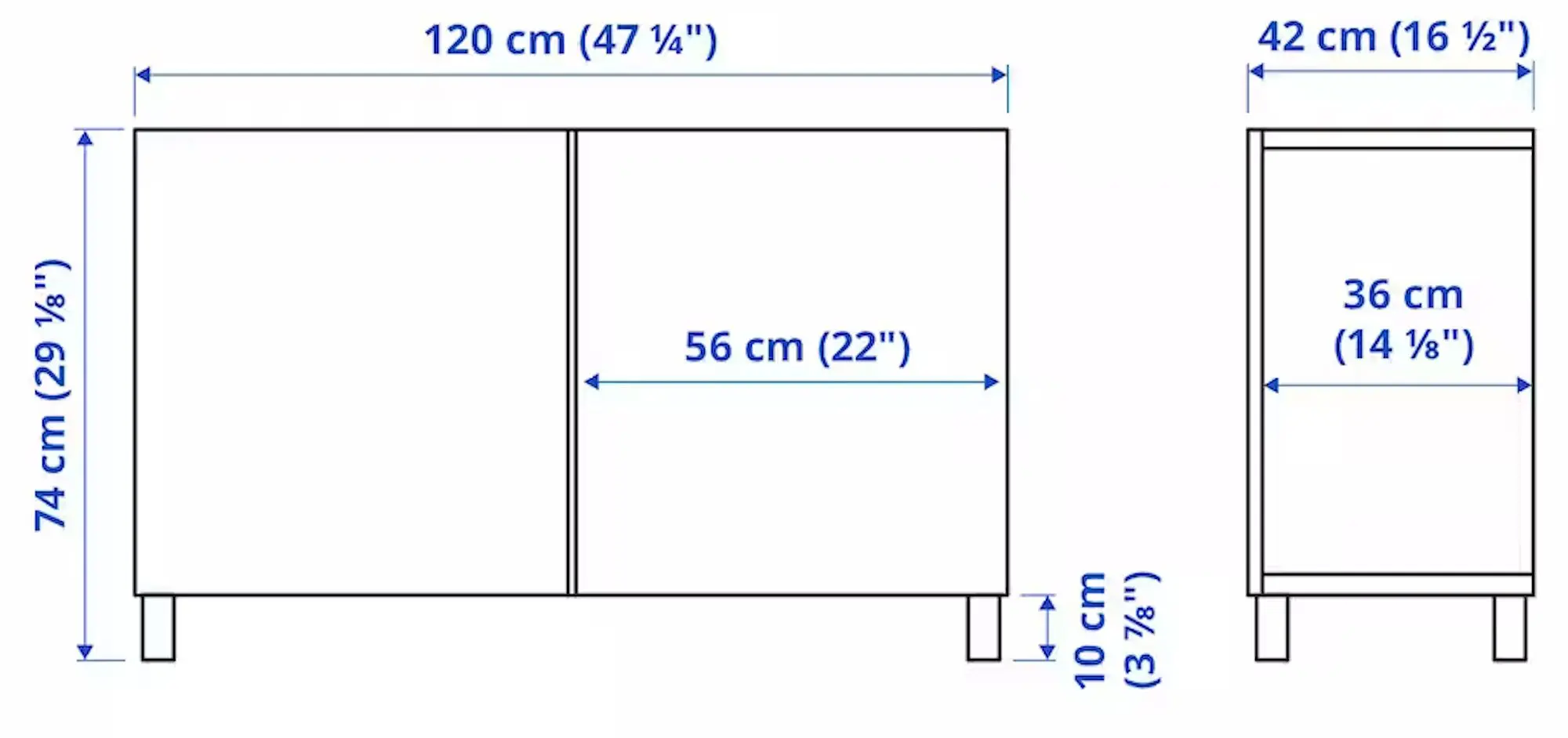Tumba Ikea Besta/Laxviken/Stubbarp cu usi 120x42x74 (Aspect Stejar Antichizat/Alb)