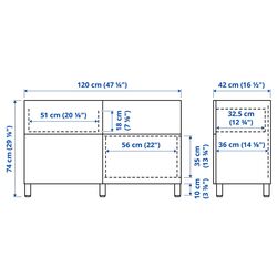 Tumba Ikea Besta deschidere apăsare 120x42x74 (Alb Bergsviken/Stubbarp/Bej Aspect Marmură) Thumb