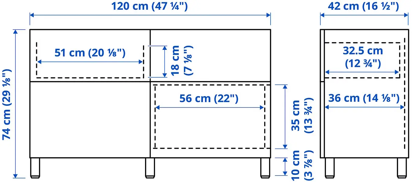 Тумба Ikea Besta/Pipmakare дверцы/ящики 120x42x74 (Белый) - 4