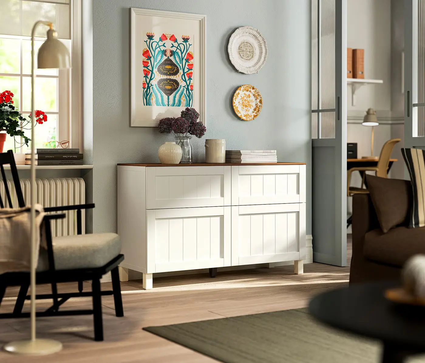 Tumba Ikea Besta/Pipmakare usi/sertare 120x42x74 (Alb/Aspect Nuc) - 2