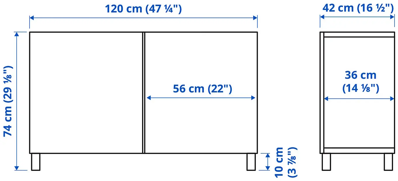 Tumba Ikea Besta/Pipmakare cu usi 120x42x74 (Alb) - 4