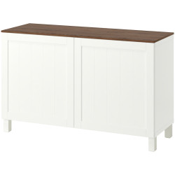 Тумба Ikea Besta/Pipmakare с дверцами 120x42x75 (Белый/Под Орех) Thumb