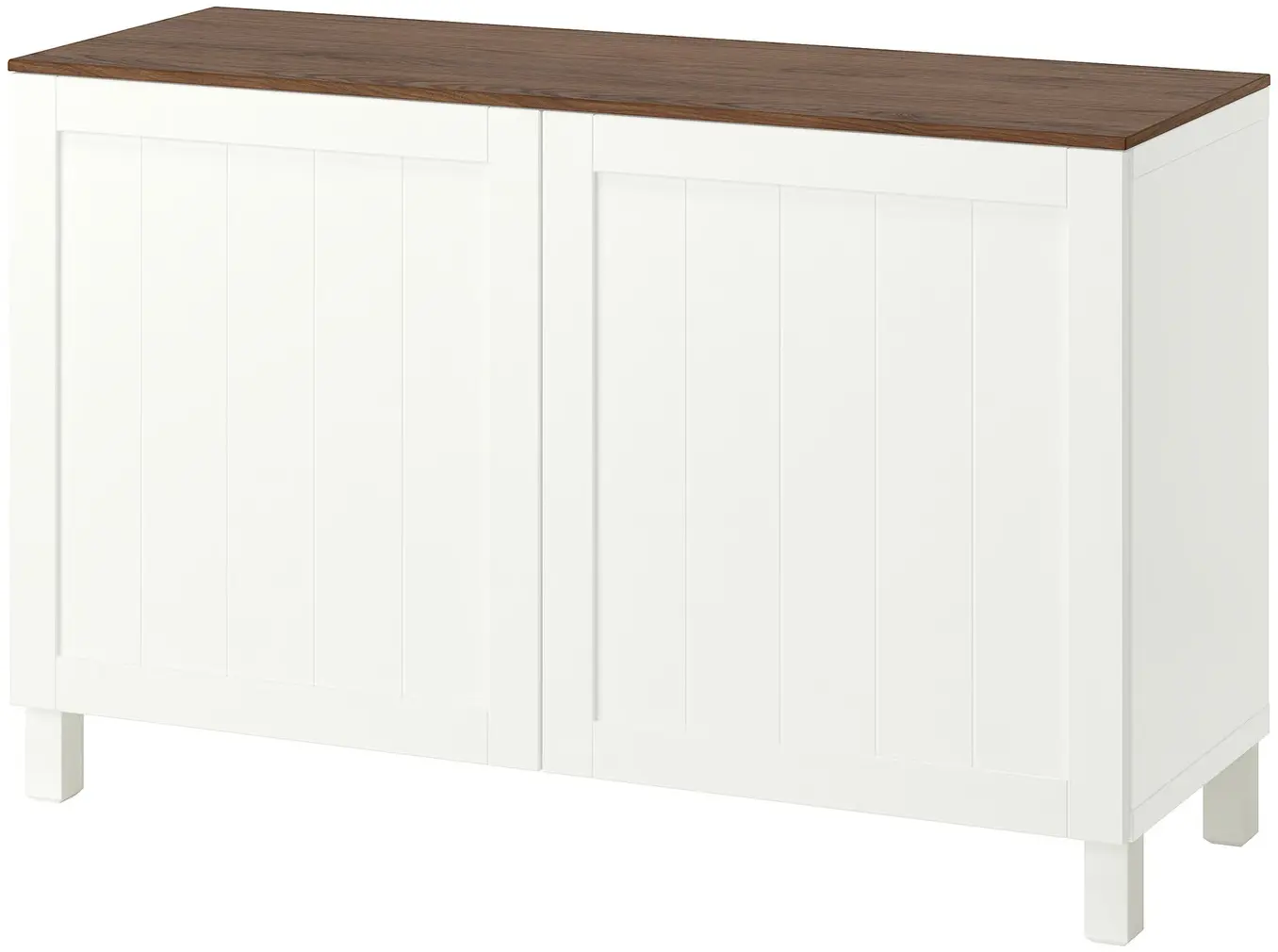 Тумба Ikea Besta/Pipmakare с дверцами 120x42x75 (Белый/Под Орех) - 2