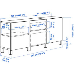 Тумба Ikea Besta/Pipmakare с ящиками 180x42x74 (Белый) Thumb