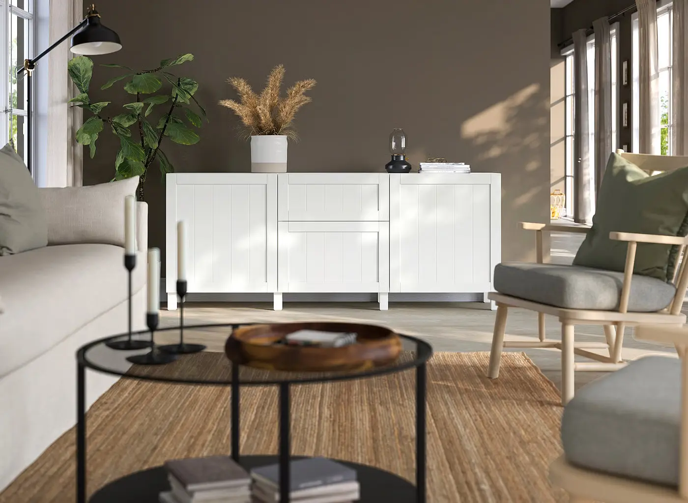 Тумба Ikea Besta/Pipmakare с ящиками 180x42x74 (Белый)