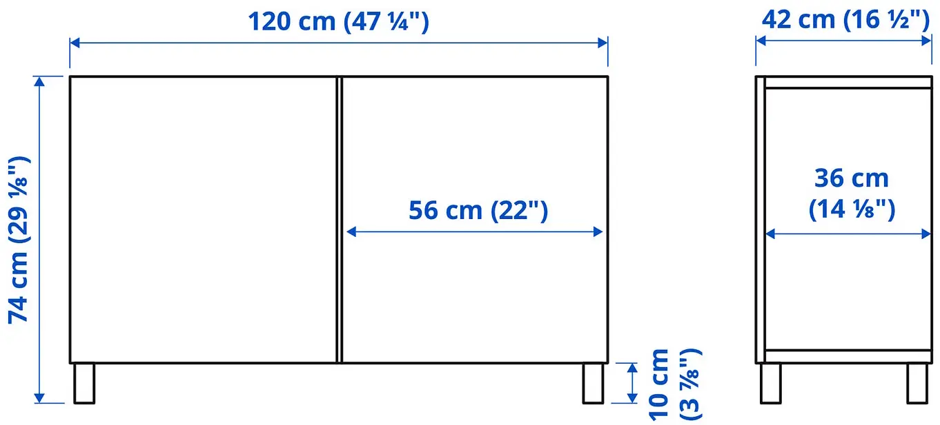 Tumba Ikea Besta cu usi 120x42x74 (Alb) - 4