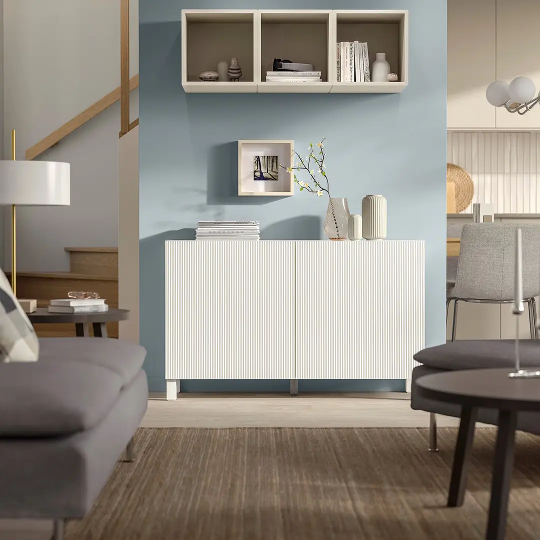 Tumba Ikea Besta cu usi 120x42x74 (Alb)
