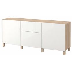 Tumba Ikea Besta/Selsviken/Stubbarp usi/sina sertar inchidere lina 180x42x74 (Aspect Stejar Antichizat/Lucios/Alb) Thumb