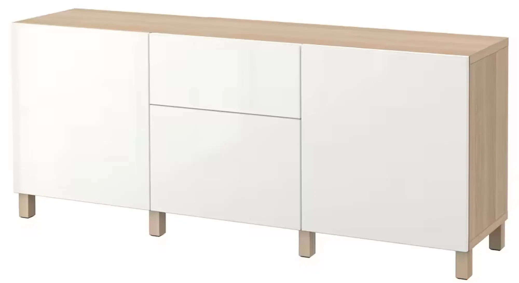 Tumba Ikea Besta/Selsviken/Stubbarp usi/sina sertar inchidere lina 180x42x74 (Aspect Stejar Antichizat/Lucios/Alb) - 2