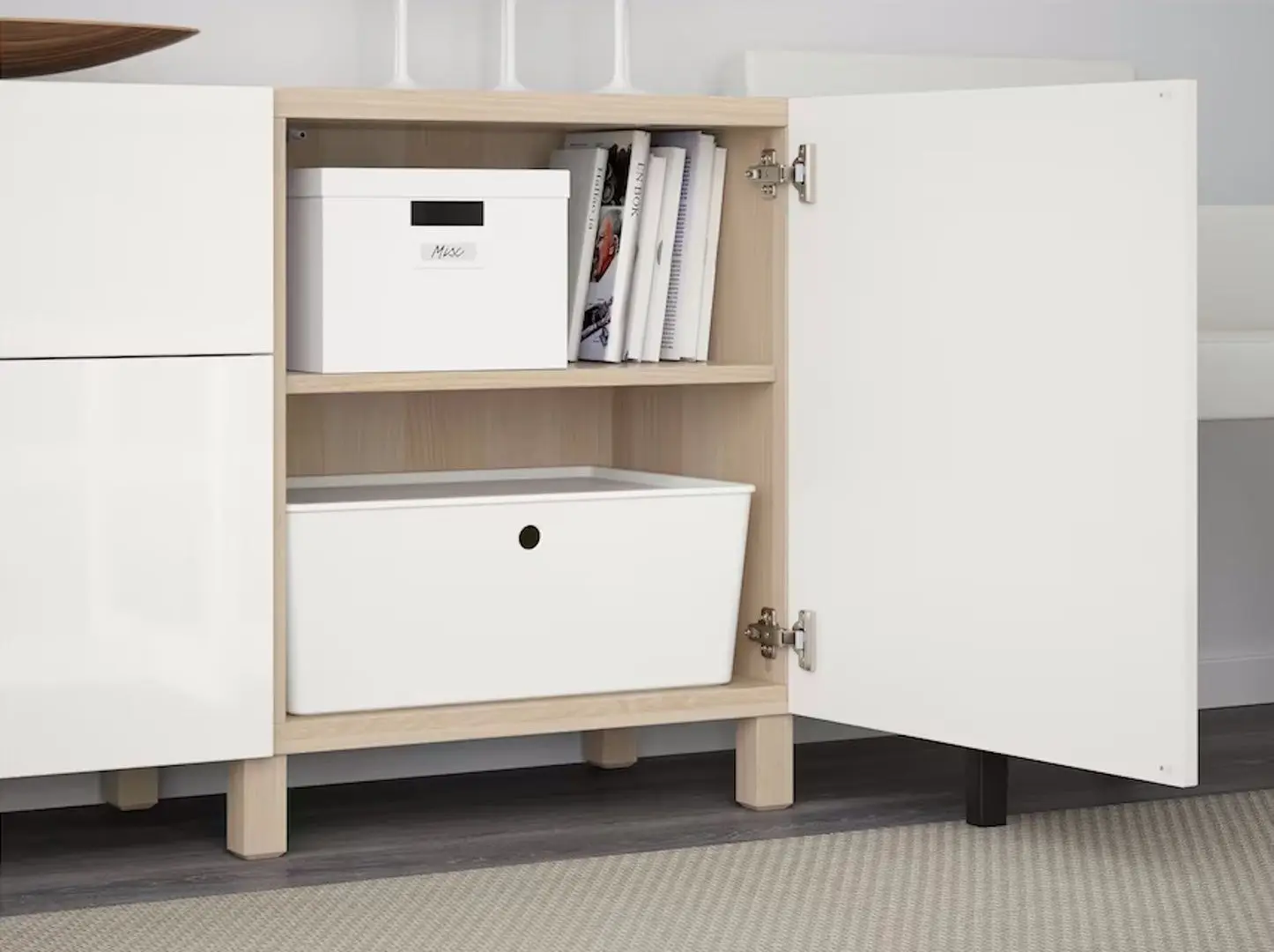 Tumba Ikea Besta/Selsviken/Stubbarp usi/sina sertar inchidere lina 180x42x74 (Aspect Stejar Antichizat/Lucios/Alb) - 3