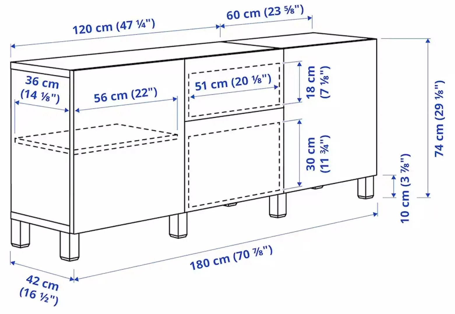 Tumba Ikea Besta/Selsviken/Stubbarp usi/sina sertar inchidere lina 180x42x74 (Aspect Stejar Antichizat/Lucios/Alb) - 7