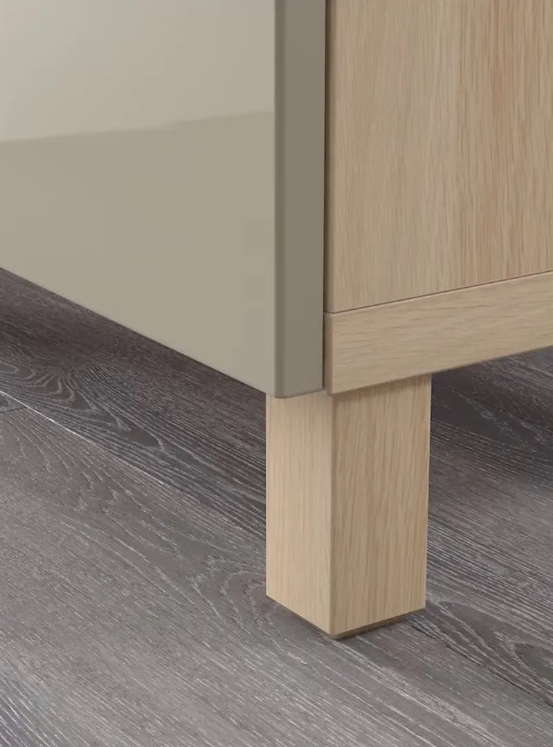 Tumba Ikea Besta/Selsviken/Stubbarp cu usi 180x42x74 (Aspect Stejar Antichizat/Bej Lucios)