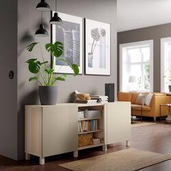 Tumba Ikea Besta/Selsviken/Stubbarp cu usi 180x42x74 (Aspect Stejar Antichizat/Bej Lucios) Thumb