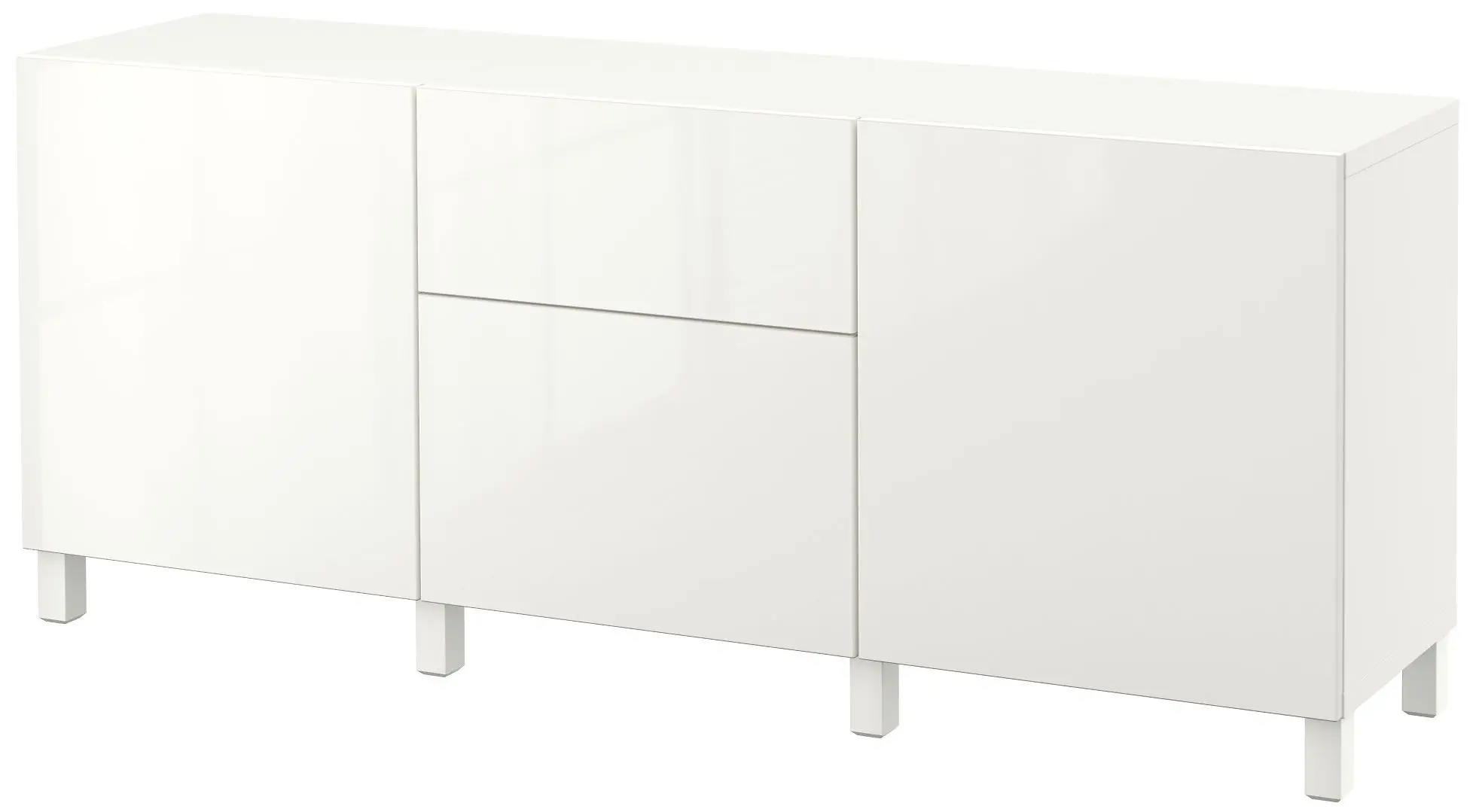 Тумба Ikea Besta/Selsviken/Stubbarp ящик с плавно-закрывающимися направляющими 180x42x74 (Белый/Глянцевый белый) - 2