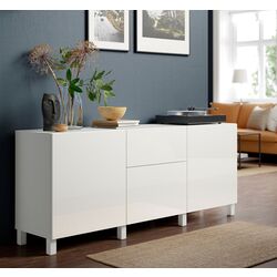 Тумба Ikea Besta/Selsviken/Stubbarp ящик с плавно-закрывающимися направляющими 180x42x74 (Белый/Глянцевый белый)