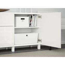 Тумба Ikea Besta/Selsviken/Stubbarp ящик с плавно-закрывающимися направляющими 180x42x74 (Белый/Глянцевый белый) Thumb