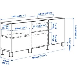 Тумба Ikea Besta/Selsviken/Stubbarp ящик с плавно-закрывающимися направляющими 180x42x74 (Белый/Глянцевый белый) Thumb